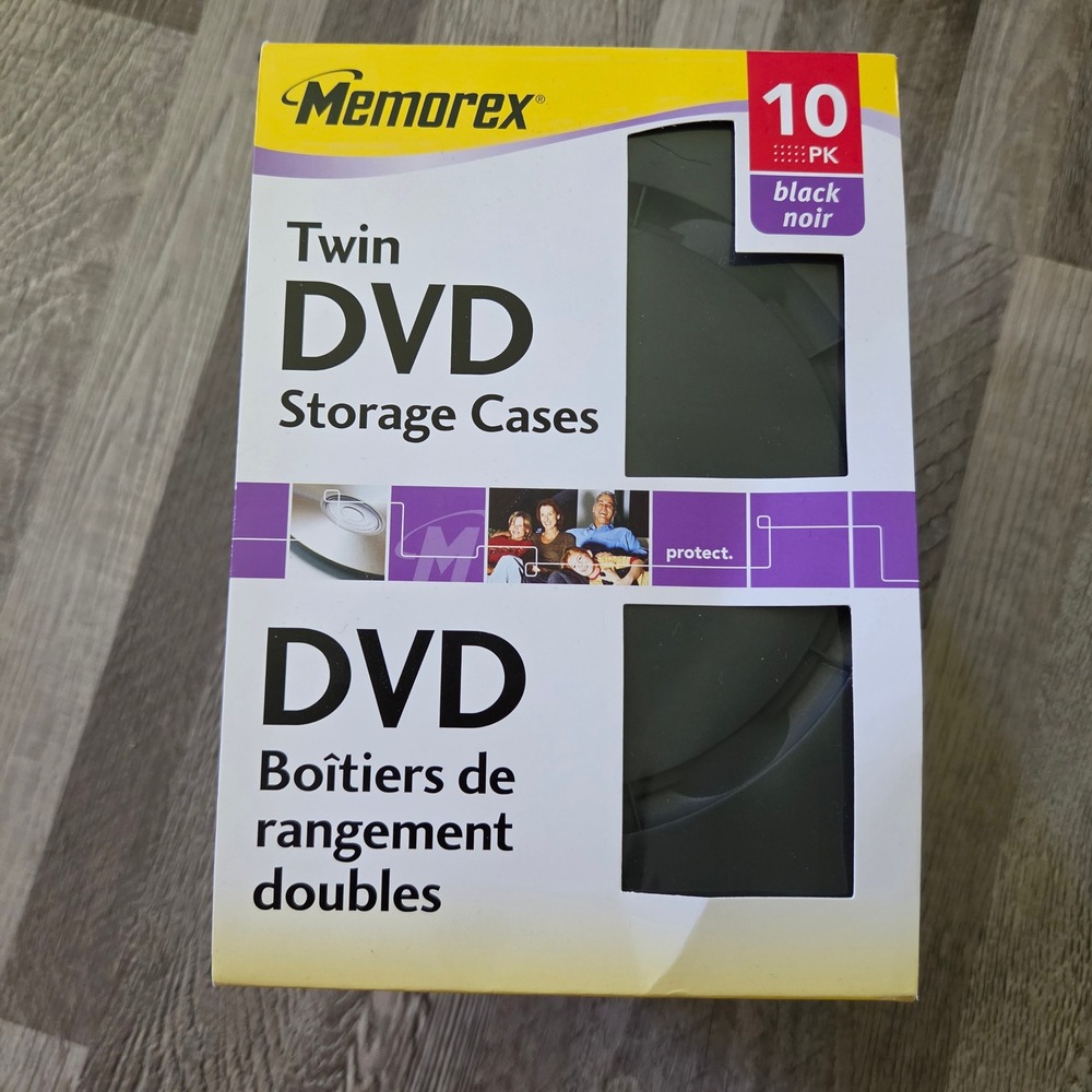 Memorex Twin DVD Storage Cases 10 Pack Black Double Disc 3202 1988